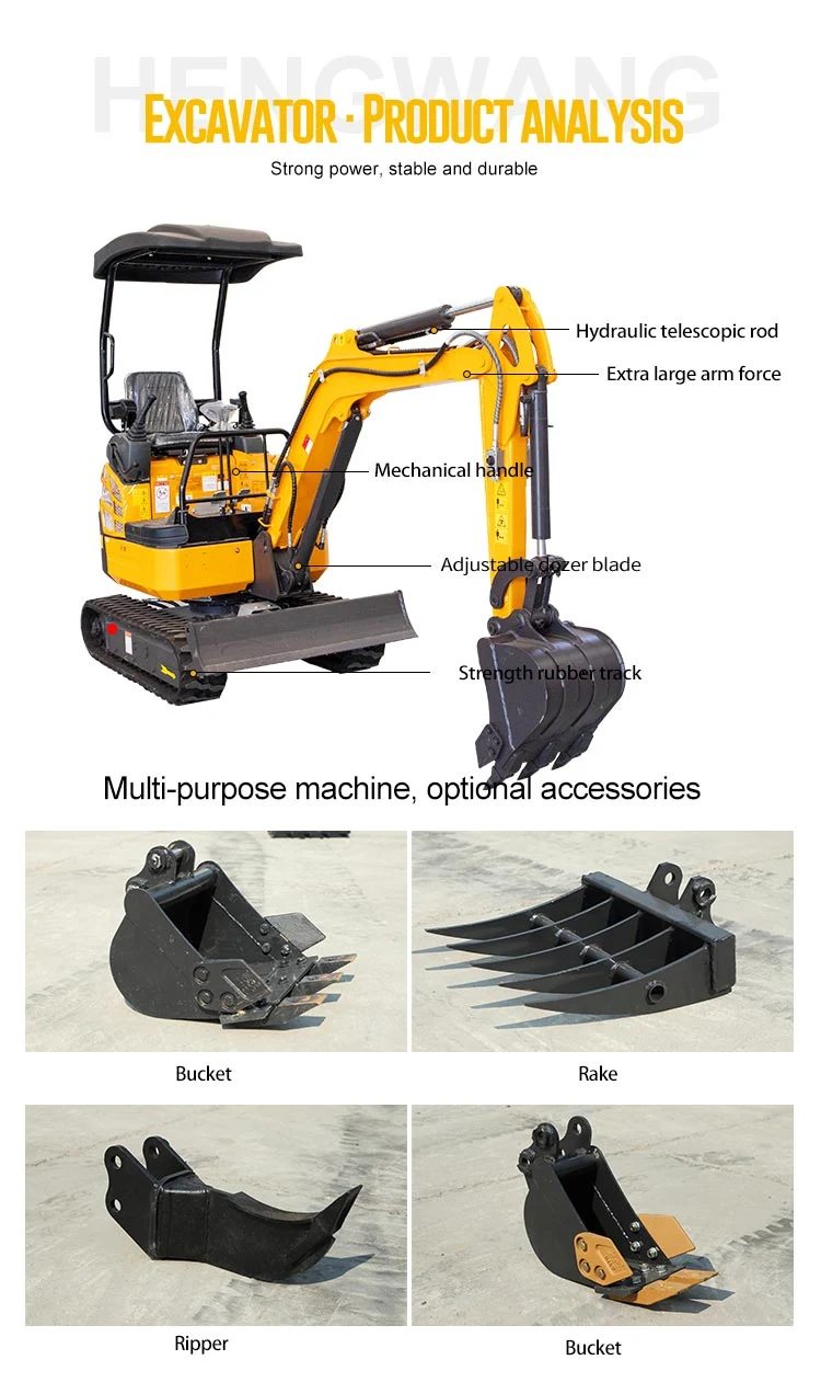 New Design Good 1.7ton Micro Excavators with Extendable Undercarriage